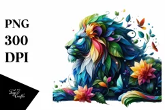 Lion with Flowers, Transparent PNG Product Image 3