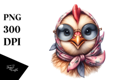 Whimsical Chicken Portrait with Sunglasses, Transparent PNG Product Image 1