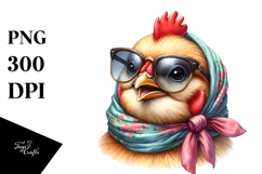 Portrait Chicken with Silk Scarf PNG Product Image 1