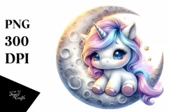 Moon Painting Unicorn | Clipart Product Image 3