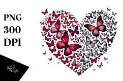 Butterflies Silhouettes Heart PNG Product Image 1