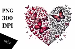 Butterflies Silhouettes Heart PNG Product Image 1