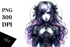 Detailed Gothic Girl PNG Product Image 1