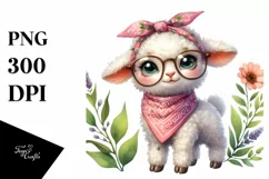 Funny Baby Lamb Bandana es Eyes | Clipart Product Image 1