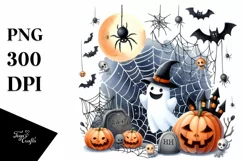 Watercolor Cobweb Halloween Clipart, Transparent PNG Product Image 3
