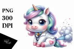 Baby Unicorn Equipped for Doctor | Sublimation Clipart Product Image 1