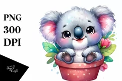 Baby Koala Pocket Watercolor Sticker Clipart Product Image 3