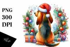 a Cute Bloodhound with Christmass Decorations PNG Product Image 3