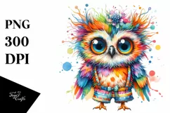 Colorful Layered Baby Owl Summer Watercolor Product Image 3