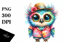 Colorful Layered Baby Owl Summer Watercolor Product Image 3