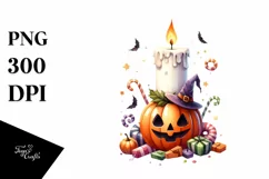 Funny Candle Halloween Clipart, PNG Product Image 3