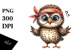Baby Owl Bandana es White Background | Clipart Product Image 3