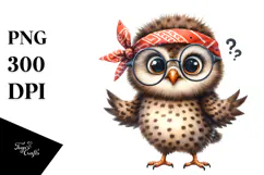 Baby Owl Bandana es White Background | Clipart Product Image 1