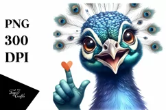 Funny Peacock Love Sign Watercolor Clipart Product Image 1