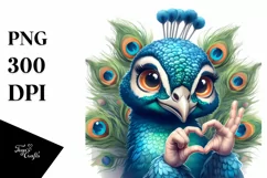 Funny Peacock Love Sign Watercolor Clipart Product Image 3