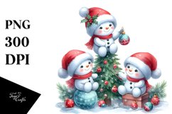 Cute Baby Snowmen Decorating a Tree Product Image 1