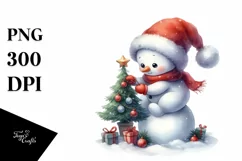 Cute Baby Snow Men with Christmass Tree PNG Product Image 1