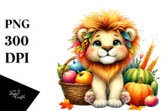 Colorful Lion with Autumn Vegetables | Sublimation | Product Image 1
