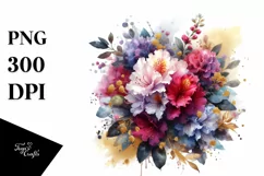 Abstract Bouquet Gold Foil Watercolor Sticker Clipart Product Image 3