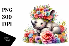 Vibrant Rhino Flower Crown Clipart Product Image 3