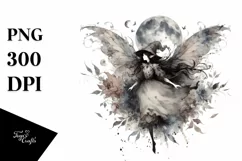 Washed Watercolor Gothic Fairy PNG Product Image 1