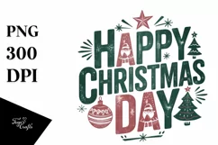 Retro Happy Christmas Day Png Product Image 5