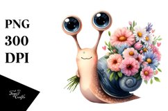 Cute Baby Snail Watercolor | Clipart Product Image 1