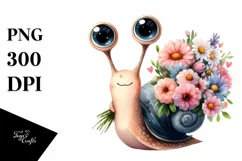 Cute Baby Snail Watercolor | Clipart Product Image 1
