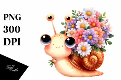Cute Baby Snail Watercolor | Clipart Product Image 1