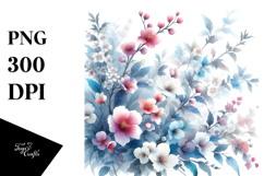 Washed Watercolor with Small Orchid | Clipart Product Image 1