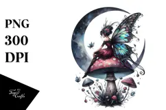 Gothic Fairy on Mushroom Creative PNG Product Image 1