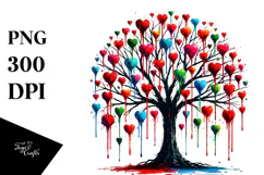Blood-Heart Tree Watercolor Sketch, PNG Product Image 1