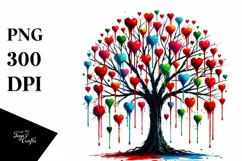 Watercolor Tree with Blood and Hearts PNG Product Image 1