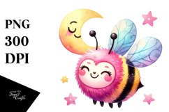 Bee with Smiling Moon PNG Product Image 1
