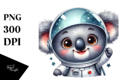 Energetic Baby Koala with Astronaut Helmet PNG Product Image 1