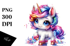 Cute Baby Unicorn playing, Transparent PNG Product Image 1