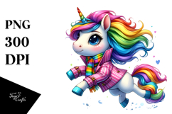 Running Unicorn Dressed in Style PNG Product Image 1