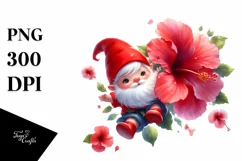 Gnome Holding Hibiscus Floating in Air | Sublimation | Product Image 1