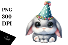 Party Hat Baby Rabbit PNG Product Image 1