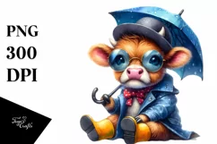 Sitting Baby Cow PNG Product Image 1