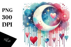 Valentines Hearts Moon PNG Product Image 1