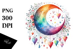 Valentines Hearts Moon PNG Product Image 1