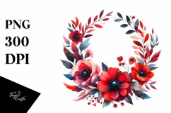 Abstract Vibrant Wreath Red Flowers | Clipart Product Image 3