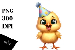 Baby Chick Standing Party Hat Confused Smil Sublimation Product Image 1