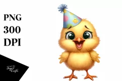 Baby Chick Standing Party Hat Confused Smil Sublimation Product Image 3