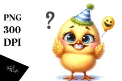Baby Chick Standing Party Hat Confused Smil Sublimation Product Image 3