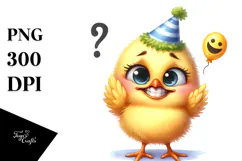 Baby Chick Standing Party Hat Confused Smil Sublimation Product Image 1