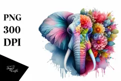 Vibrant 3D Elephant Made of Flowers | Sublimation | Clipart. Product Image 3