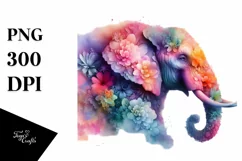 Vibrant 3D Elephant Made of Flowers | Sublimation | Clipart. Product Image 1