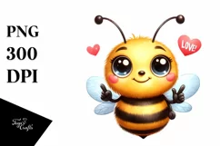 Funny Bee Love Sign Watercolor Clipart Product Image 3